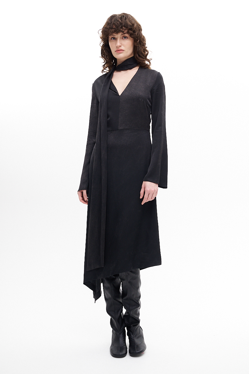 OTTOD'AME Платье из "стираной" вискозы с ассиметричным низом