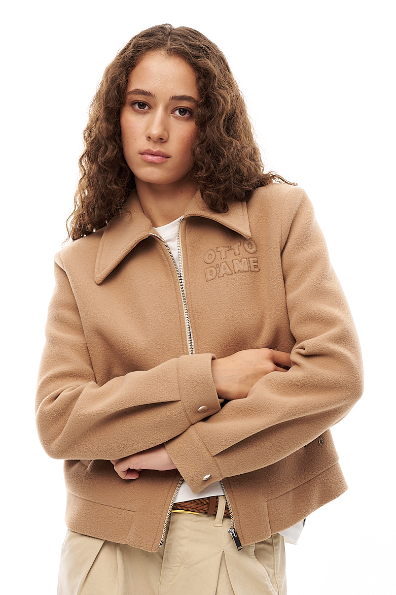 OTTOD'AME Бомбер из пальтовой шерсти оттенка карамель