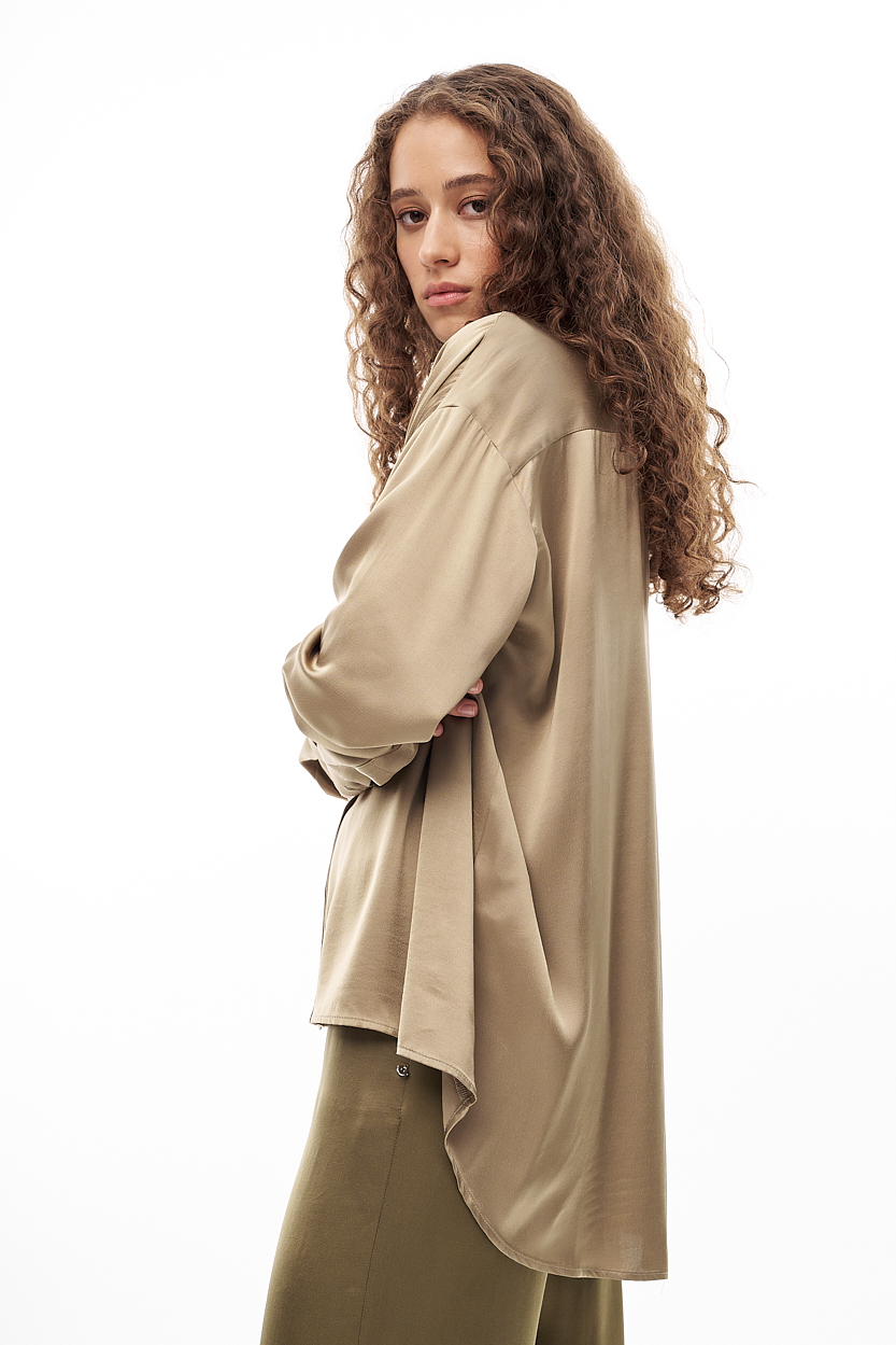 OTTOD'AME Рубашка свободного кроя из сатина оттенка бронзы