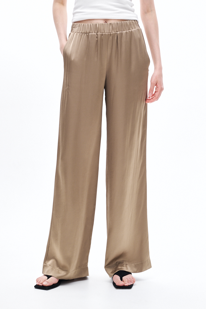 OTTOD'AME Брюки свободного кроя из сатиновой вискозы оттенка бронзы