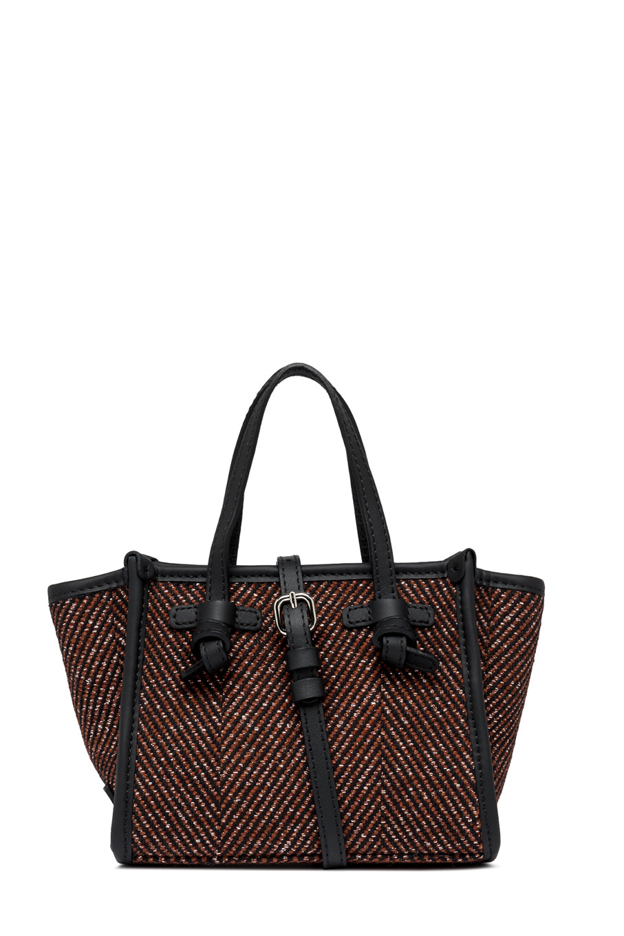 GIANNI CHIARINI Сумка Miss MARCELLA из твидовой шерсти и нитью люрекса с рисунком в елочку оттенка сливы