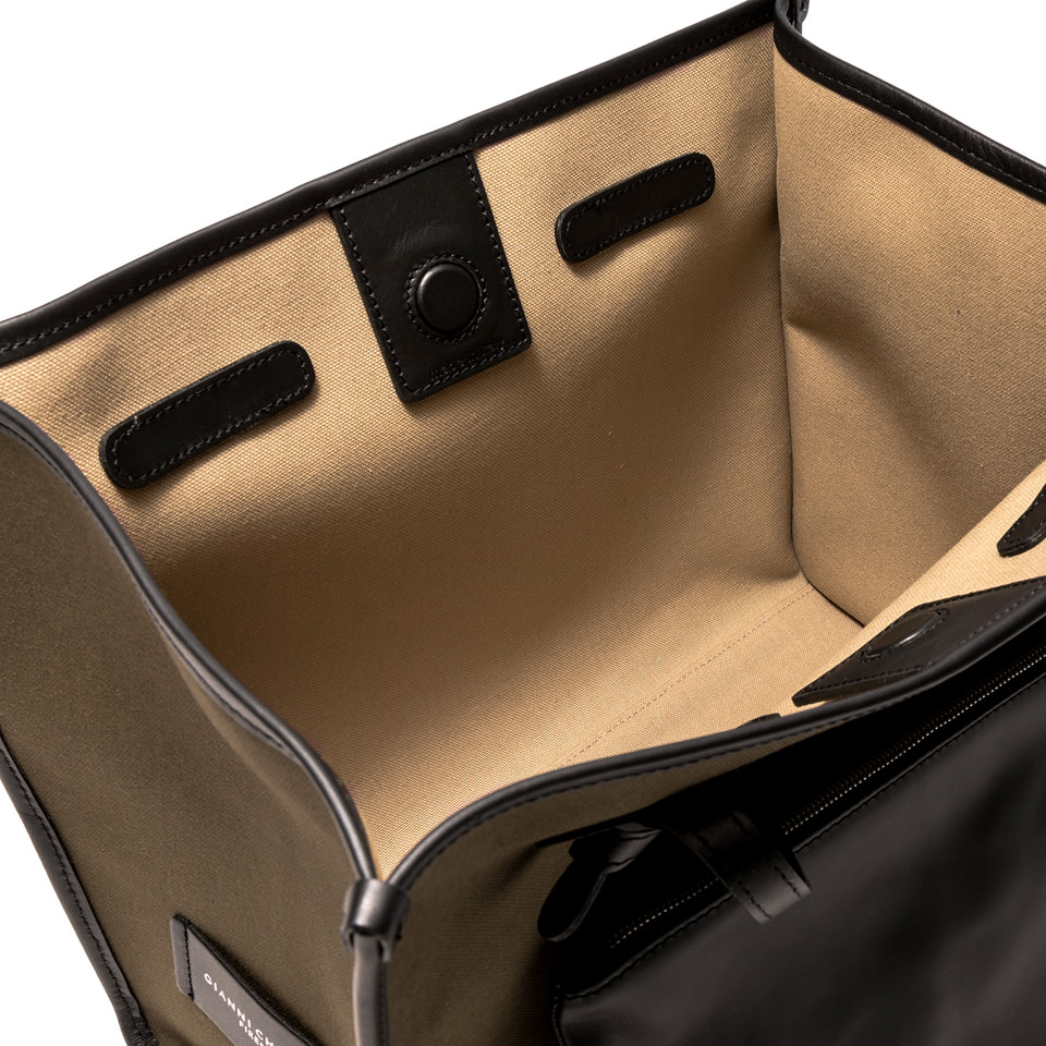 GIANNI CHIARINI Сумка-тоут MARCELLA из хлопкового канвас отенка хаки на подкладе оттенка кэмел