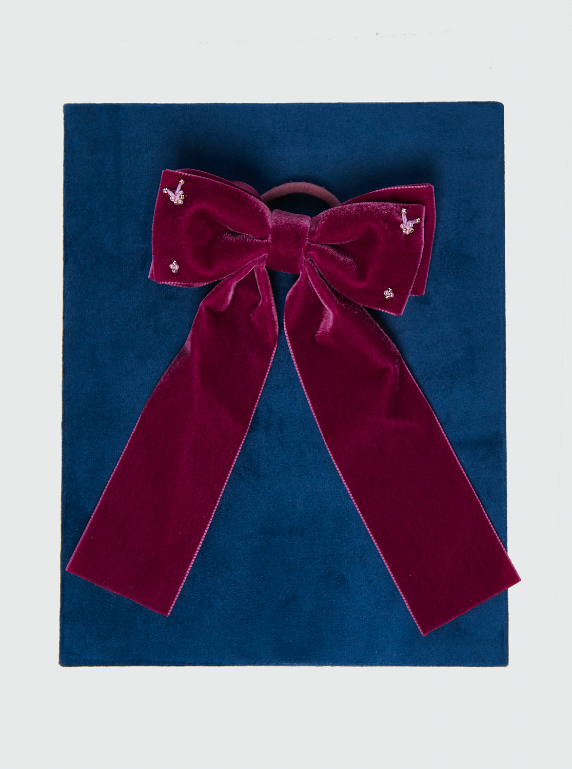 JF STORE x LADY BOW Заколка-бант из французского бархата с вышивкой, малиновый