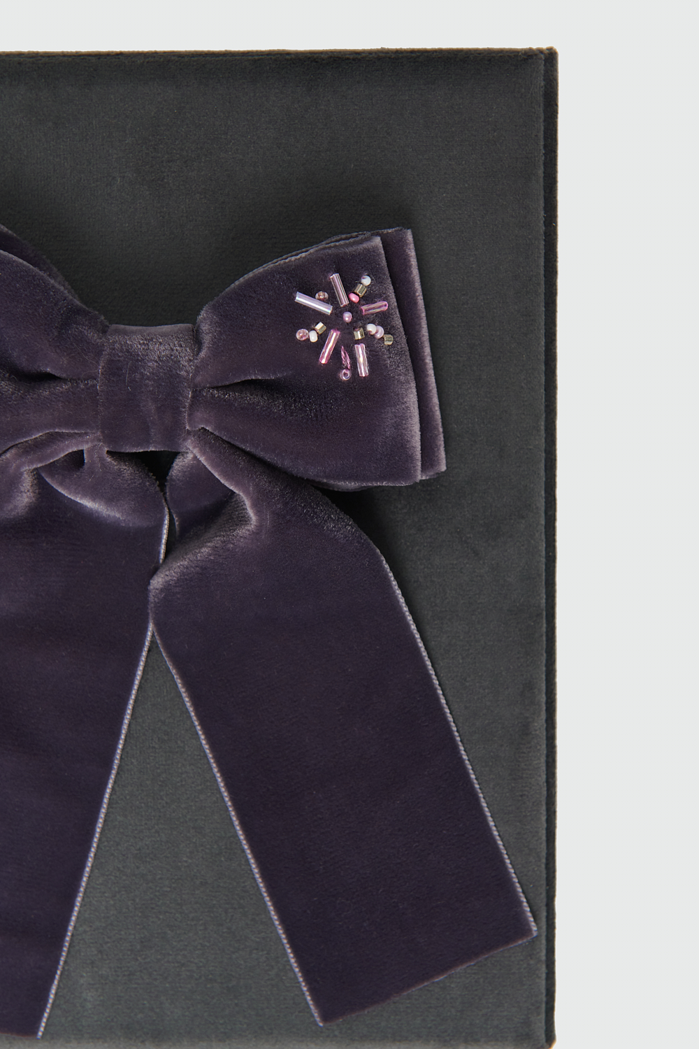 JF STORE x LADY BOW Заколка-бант из французского бархата с вышивкой, серый