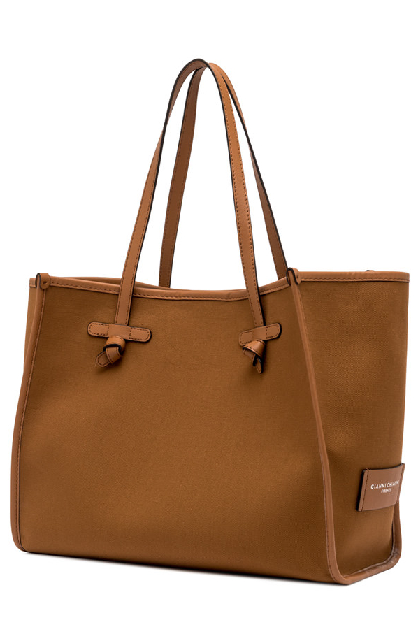 GIANNI CHIARINI Сумка-тоут MARCELLA из хлопкового канвас оттенка карамели