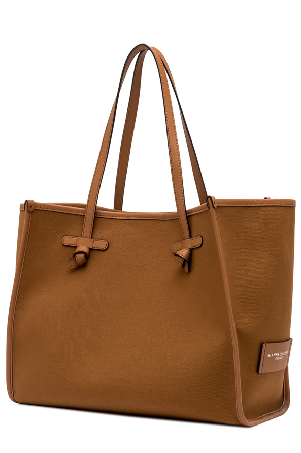 GIANNI CHIARINI Сумка-тоут MARCELLA из хлопкового канвас оттенка карамели