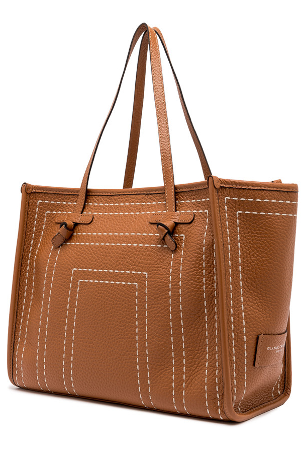 GIANNI CHIARINI Сумка-тоут MARCELLA из зернистой кожи со строчкой ручной работы