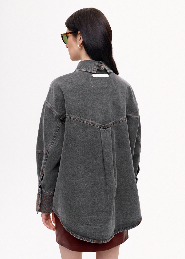 OOF WEAR Джинсовая куртка из графитово-серого денима с отстрочкой