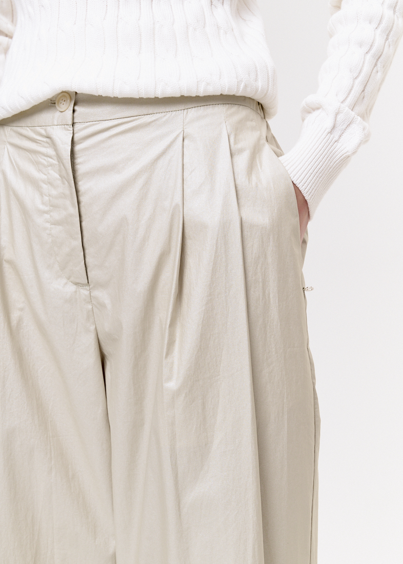 OTTOD'AME Брюки-палаццо из хлопка с металлизированным эффектом