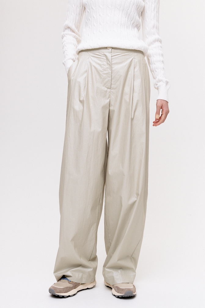 OTTOD'AME Брюки-палаццо из хлопка с металлизированным эффектом