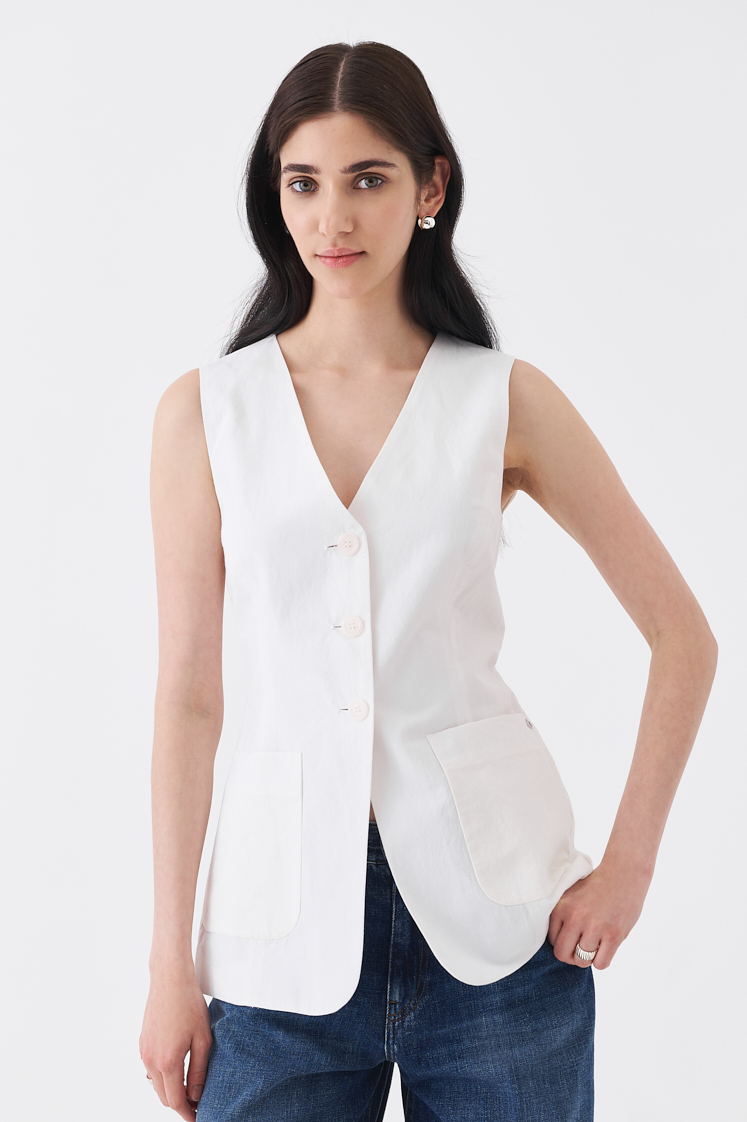 OTTOD'AME Жилет приталенного кроя из бленда льна и хлопка