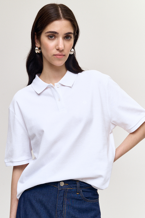 OTTOD'AME Поло-кроп из хлопка пике в белом