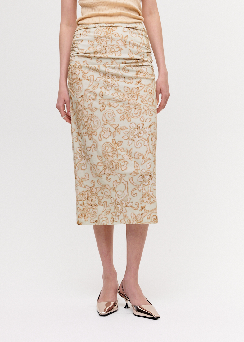 OTTOD'AME Юбка-карандаш из плотного трикотажа с драпировками по линии бедер