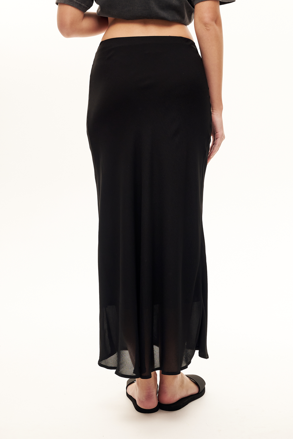 MEME ROAD Юбка бельевого типа из струящегося шифона на подкладе в черном цвете