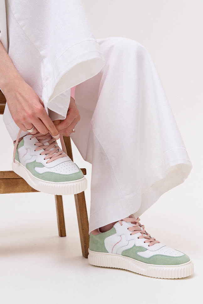 VOILE BLANCHE Кеды LAURA из комбинированной кожи и замши в пастельных тонах