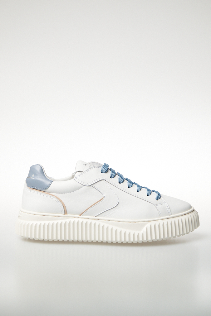 VOILE BLANCHE Кеды LIPARI из кожи наппа с контрастной серо-голубой отделкой