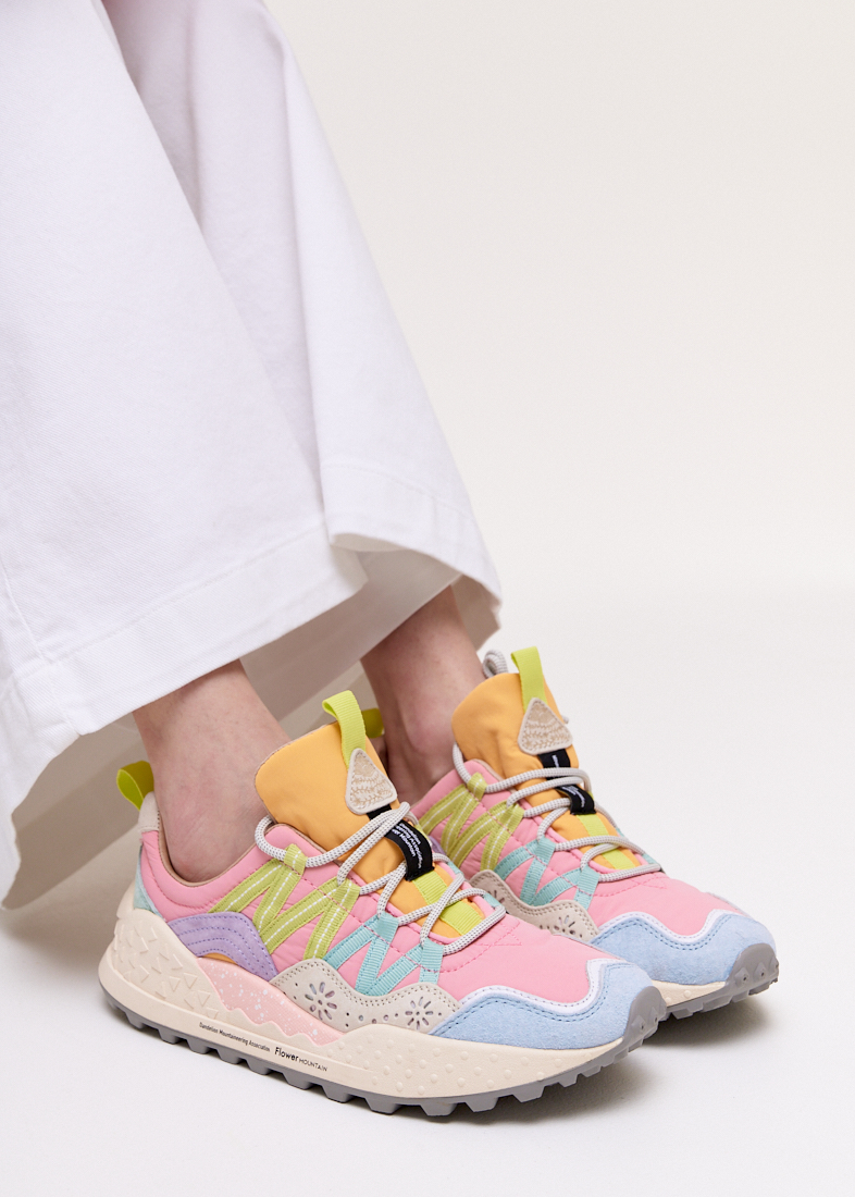 FLOWER MOUNTAIN Кроссовки треккинговые WASHI из комбинированной замши и нейлона в флюорисцентных цветах