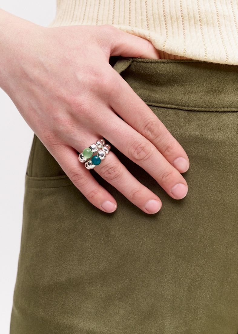 JF STORE  Кольцо Bubbles с натуральным агатом