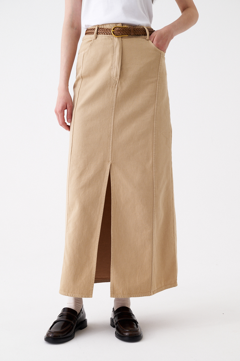 MEME ROAD Юбка-туба из крафтового денима песочного оттенка