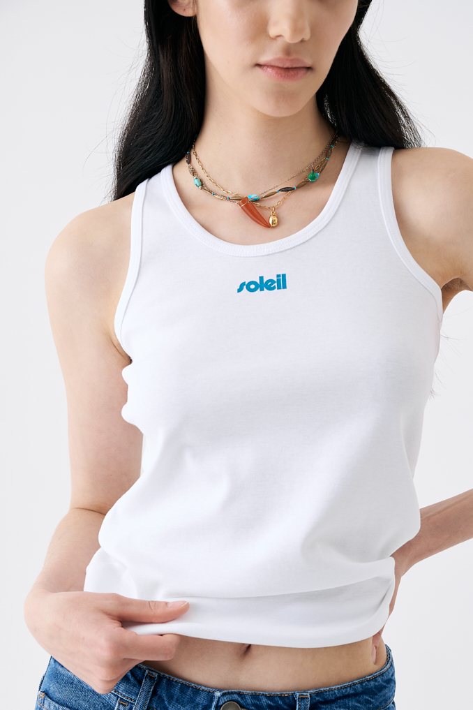 MERCÍ Майка из хлопка с принтом SOLEIL