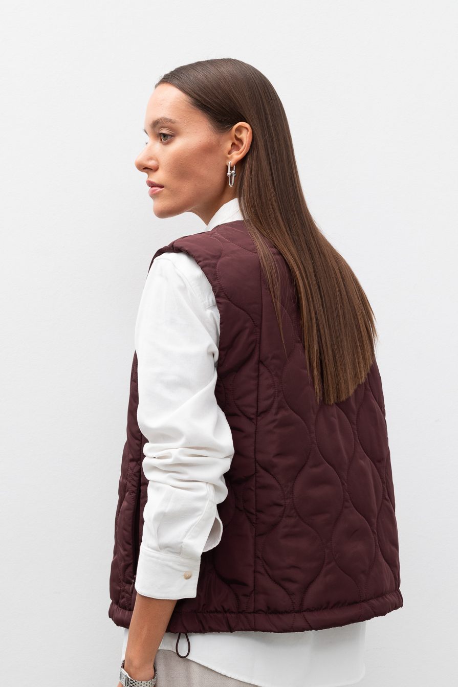 OTTOD'AME Жилет с фигурной стежкой на молнии винного оттенка