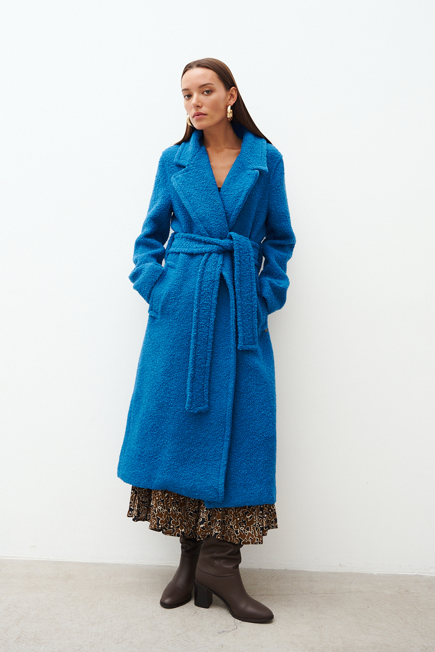 OTTOD'AME Пальто из шерсти букле оттенка деним