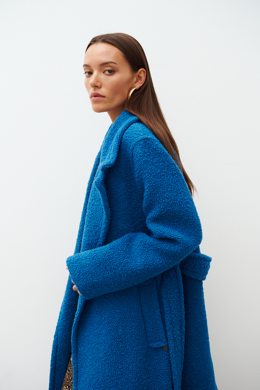 OTTOD'AME Пальто из шерсти букле оттенка деним