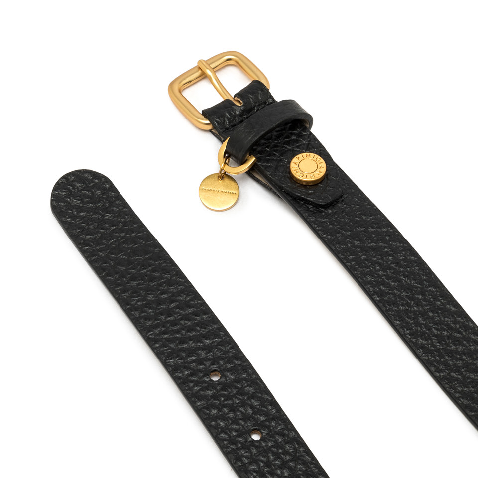 GIANNI CHIARINI Ремень из плотной зернистой кожи черного цвета