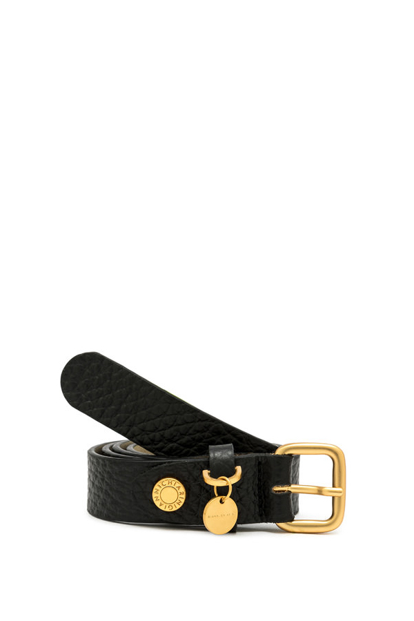 GIANNI CHIARINI Ремень из плотной зернистой кожи черного цвета