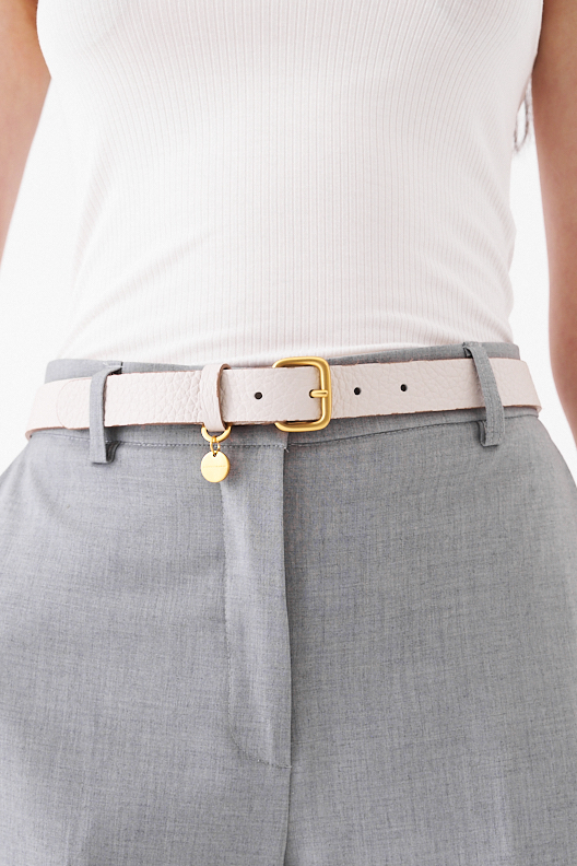 GIANNI CHIARINI Ремень из плотной зернистой кожи оттенка экрю