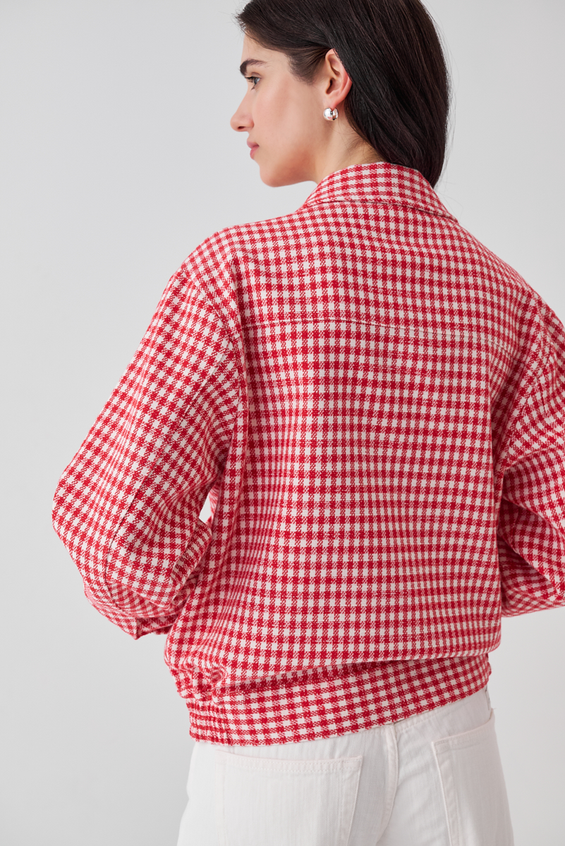 OTTOD'AME Бомбер из жаккардового хлопка с рисунком в клетку vichy