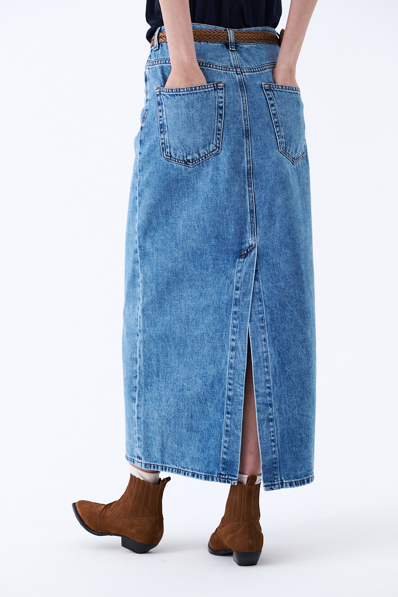 nine:inthe:morning Юбка-туба CLIZIA из премиального денима насыщенно синего цвета