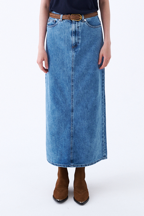 nine:inthe:morning Юбка-туба CLIZIA из премиального денима насыщенно синего цвета