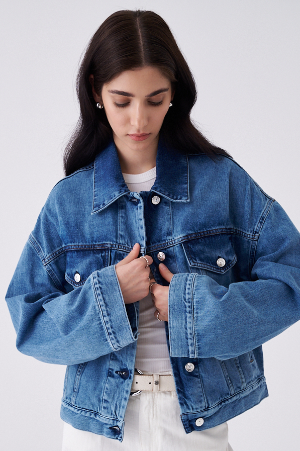 nine:inthe:morning Куртка EMMA из премиального денима насыщенно синего оттенка