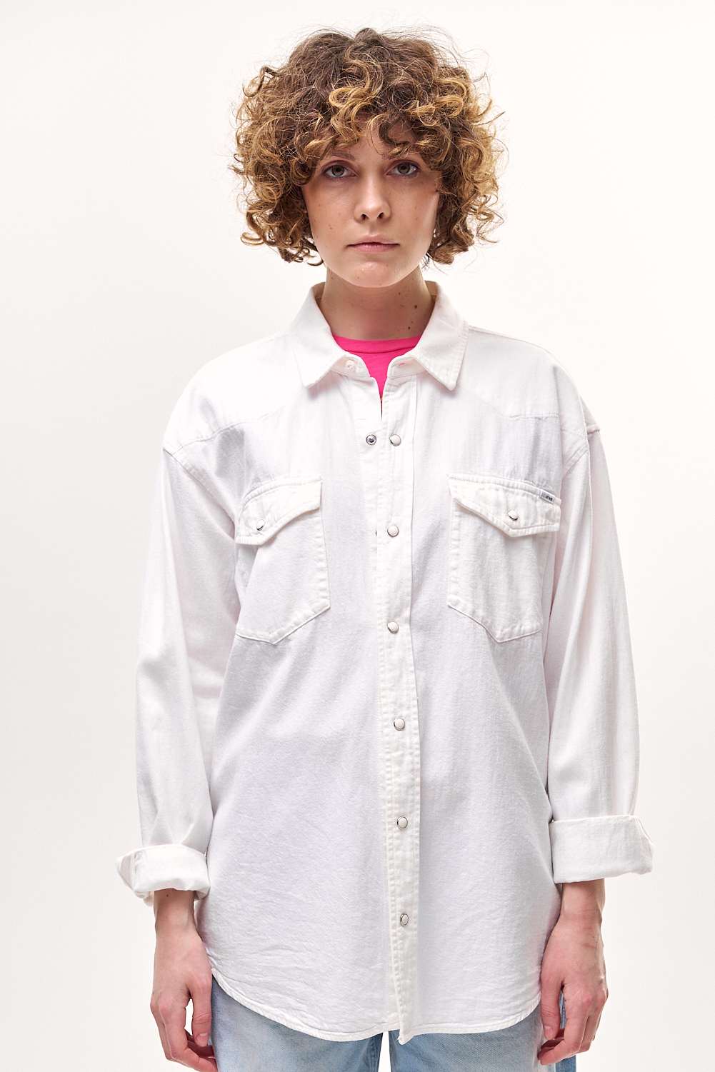 MOTHER Рубашка ‘the exes..’ из супериор денима молочного оттенка