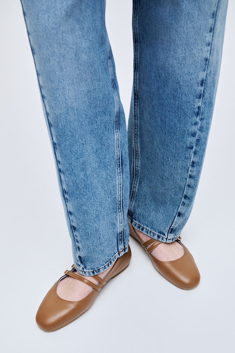 VOILE BLANCHE Балетки Мэри Джейн KARLIE из кожи наппа оттенка какао