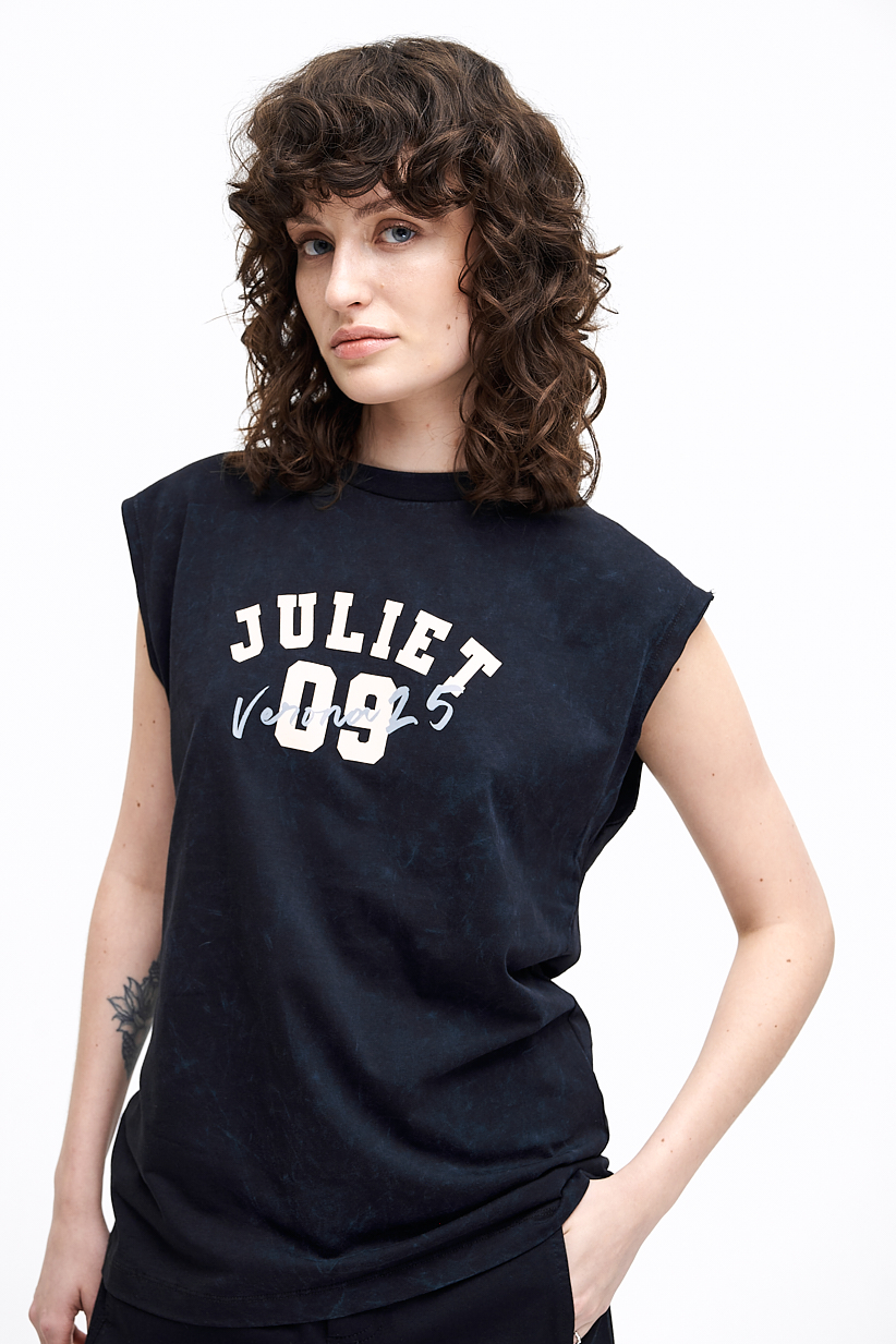 TELA Футболка без рукавов из хлопка с фирменным принтом