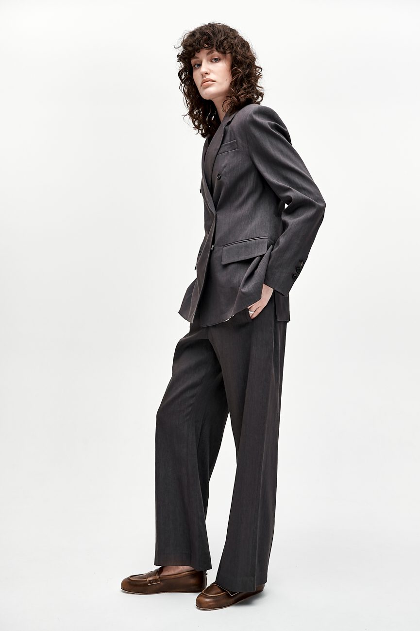 TELA Брюки STORMO изо льна с вискозой оттенка шоколада