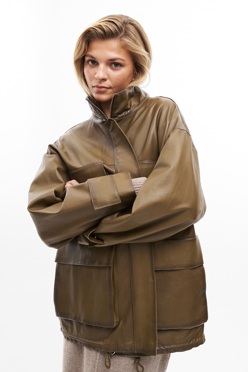 TELA Куртка из кожи наппа с выкрасом ручной работы