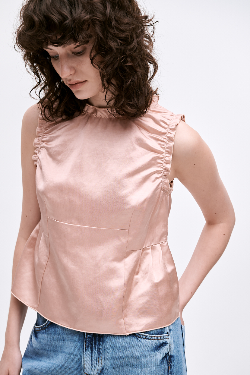 TELA Топ с отрезной линией талии из сатина оттенка нежной розы