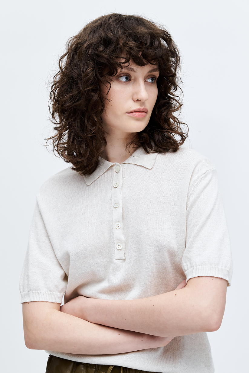 TELA Поло из кашемира серо-бежевого оттенка