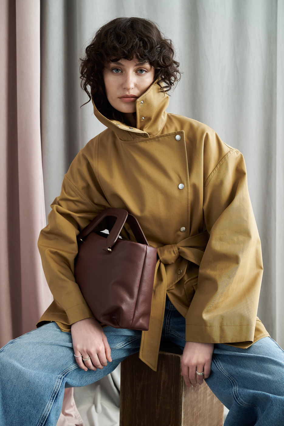 MARGAUX LONNBERG Куртка из габардина с фигурной застежкой