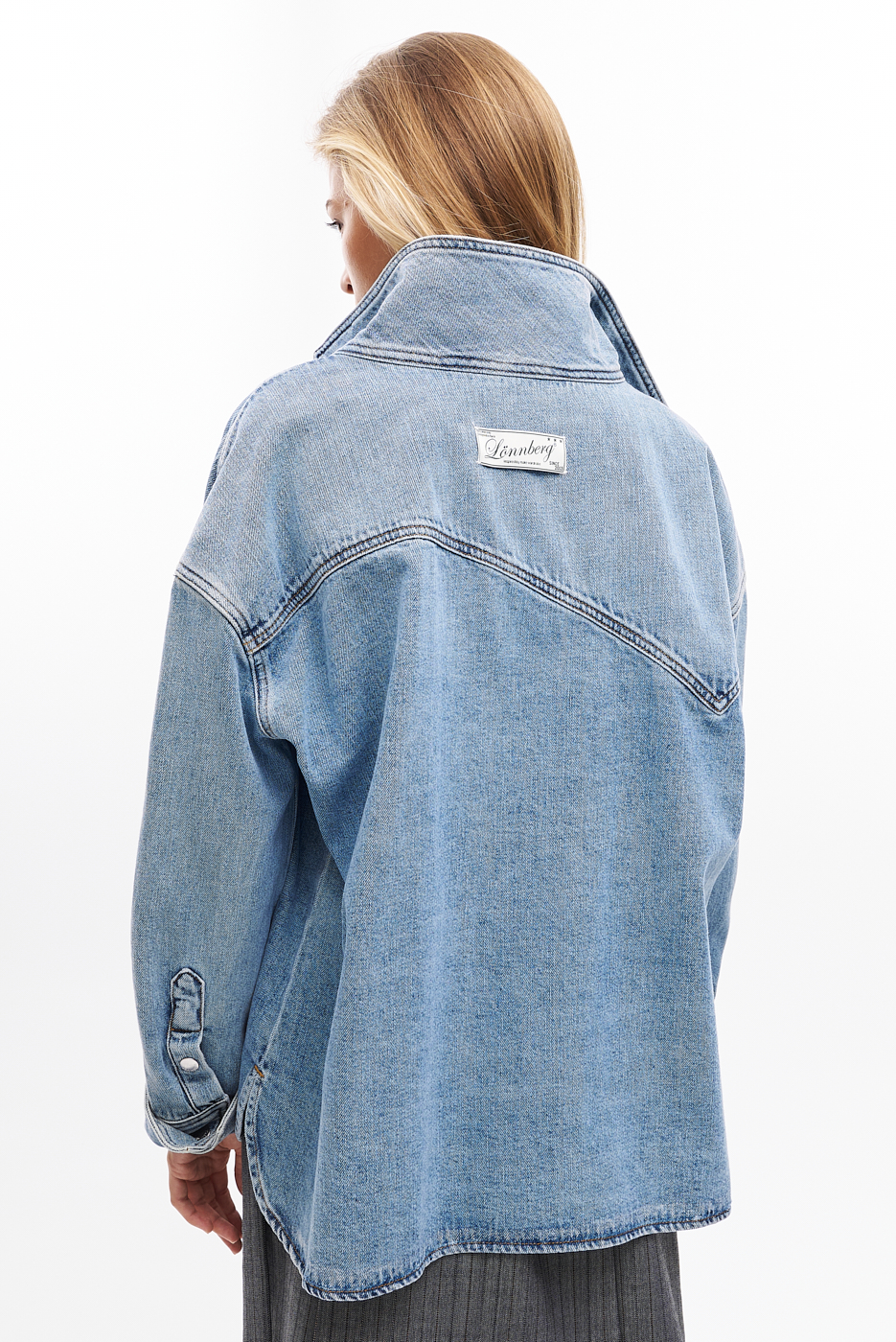 MARGAUX LONNBERG Джинсовая куртка-рубашка с фигурными элементами