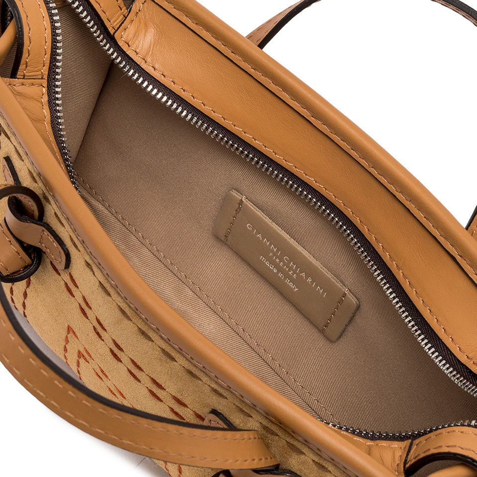 GIANNI CHIARINI Сумка MARCELLA JOY из премиальной замши оттенка коньяка с вышивкой