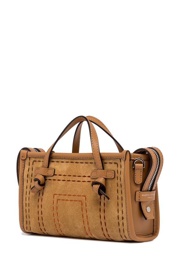 GIANNI CHIARINI Сумка MARCELLA JOY из премиальной замши оттенка коньяка с вышивкой