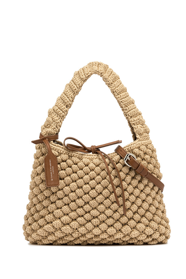 GIANNI CHIARINI Сумка-корзинка BELLA из плетеной рафии «кроше» натурального оттенка
