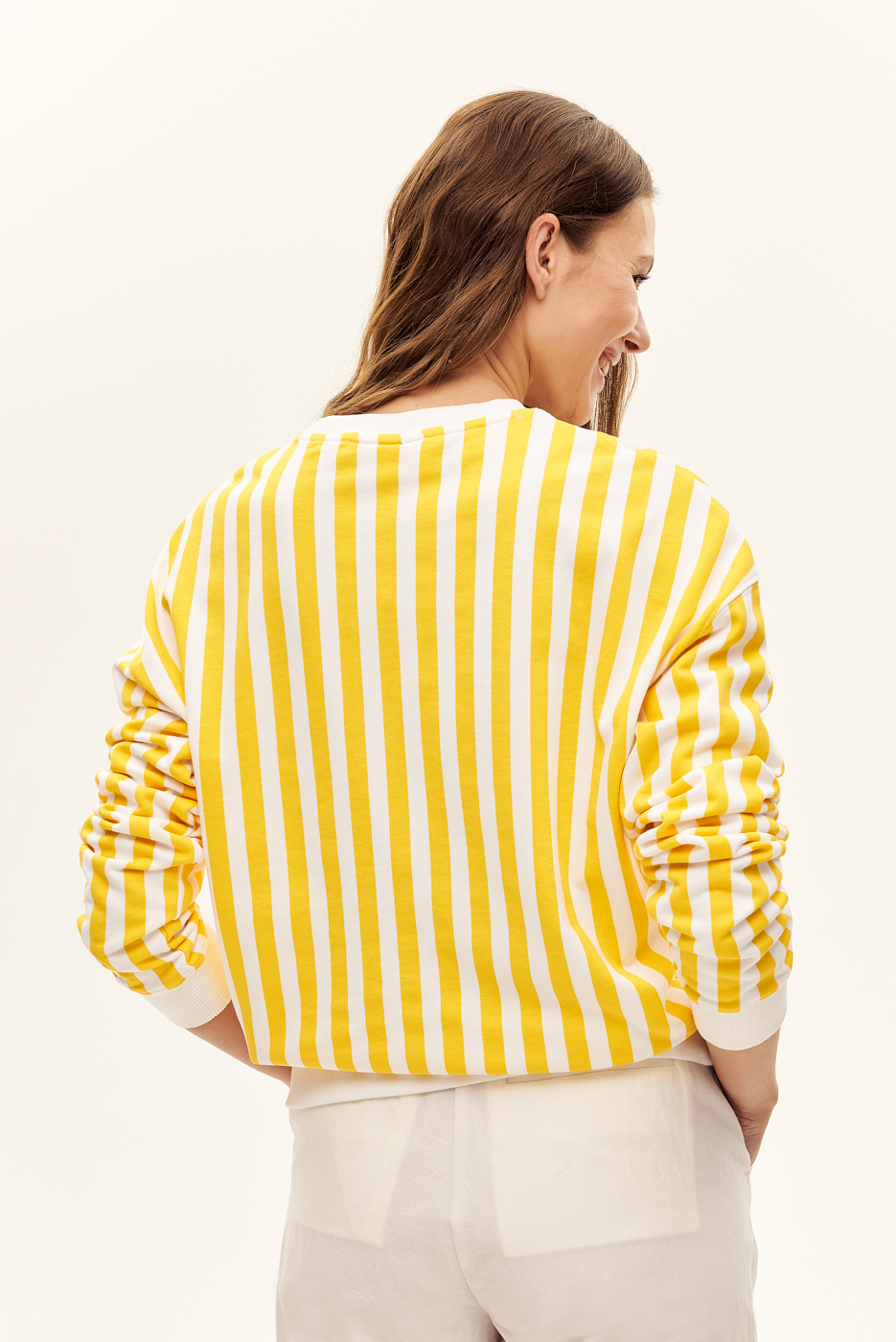 MC2 Saint Barth Свитшот из органического хлопка с рисунком в полоску в желтой гамме