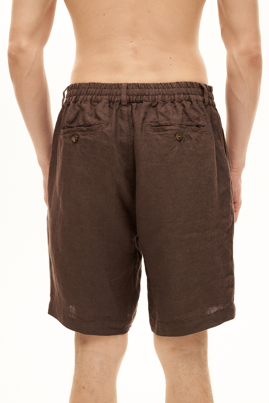 MC2 SAINT BARTH Шорты изо льна оттенка шоколада