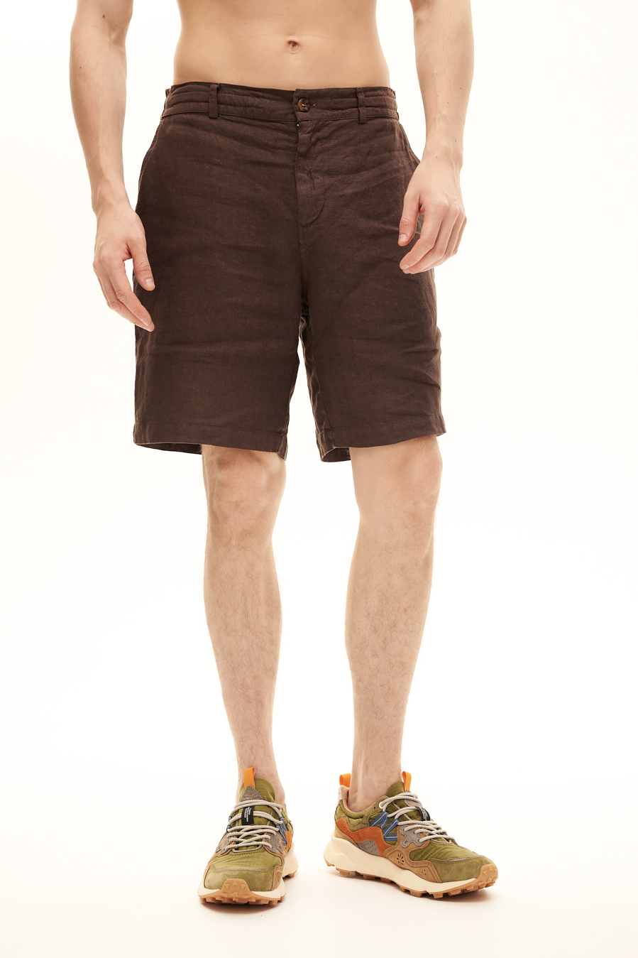 MC2 SAINT BARTH Шорты изо льна оттенка шоколада