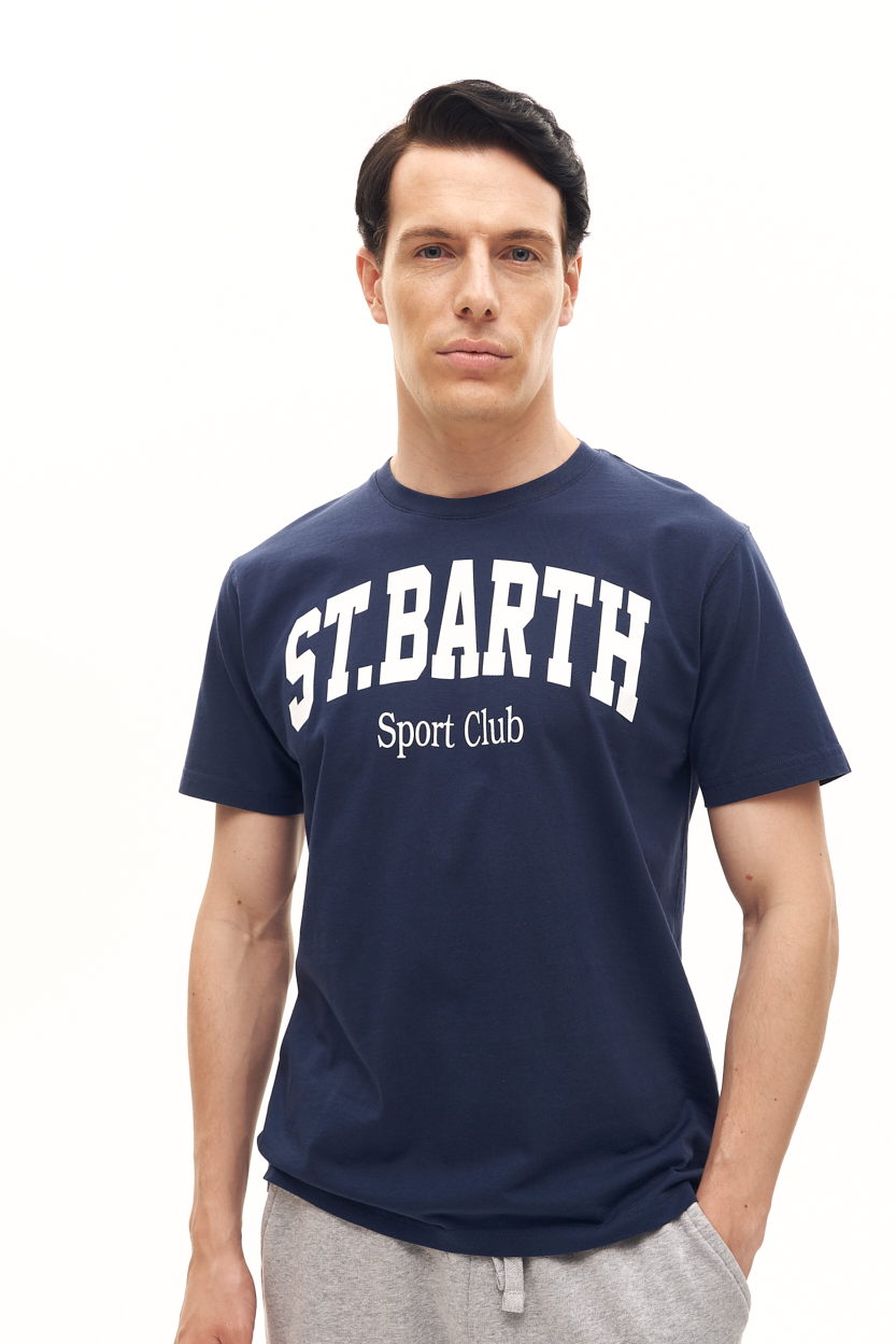 MC2 SAINT BARTH  Футболка из хлопка оттенка navy blue c фирменным принтом